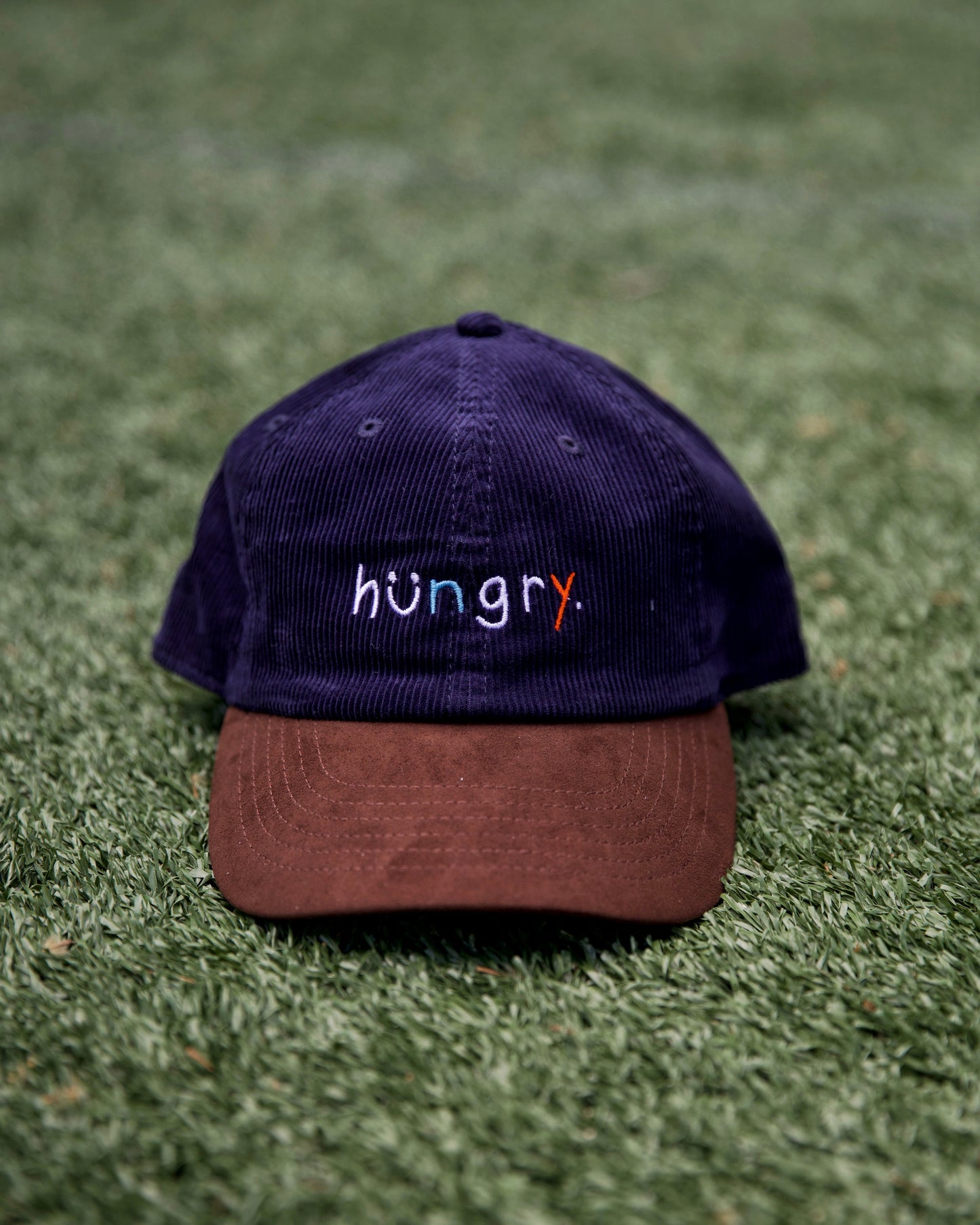 "hungry." Navy Corduroy Cap