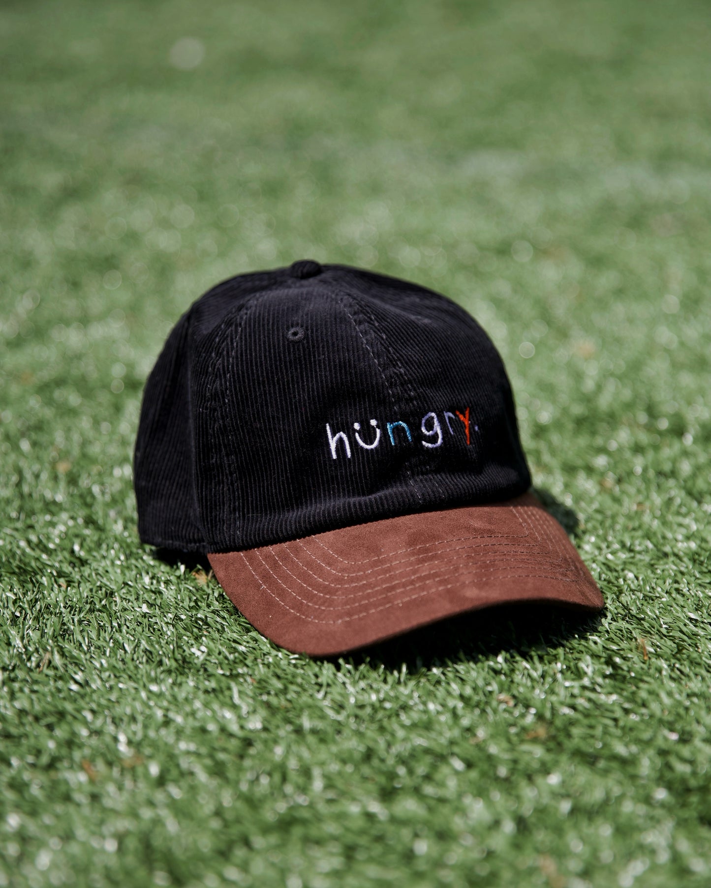 "hungry." Black Corduroy Cap