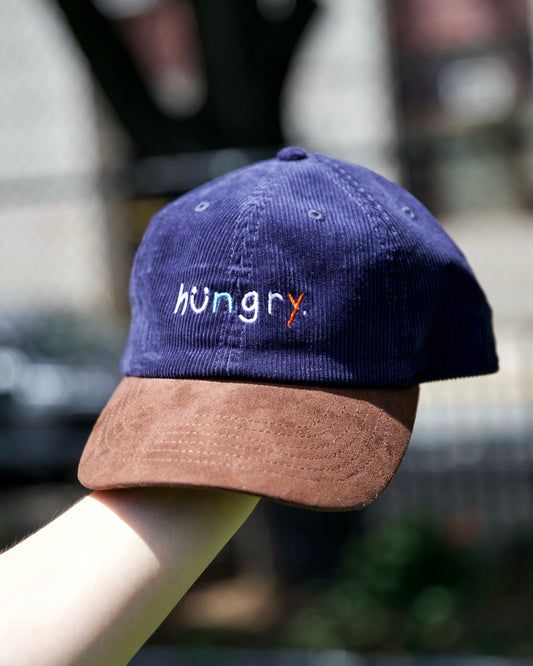 "hungry." Navy Corduroy Cap