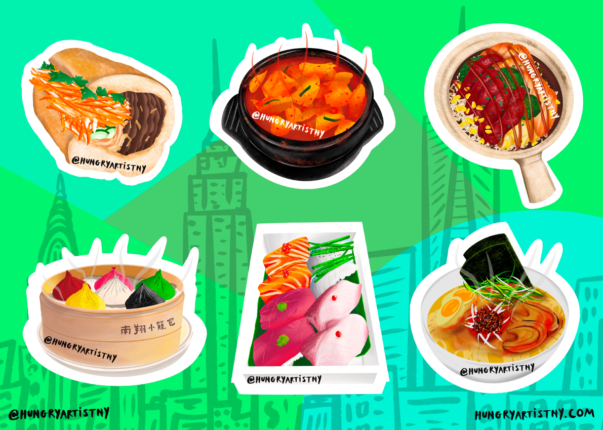 NYC Asian Food Sticker Sheet
